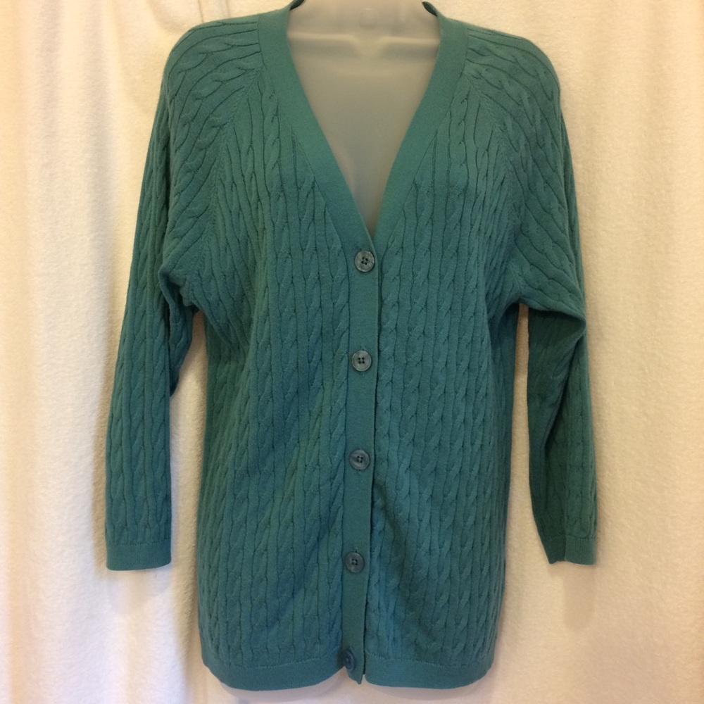 Talbots Teal Cardigan Teal Size L